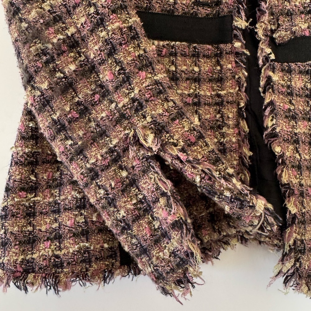 Bisou Bisou Tweet Blazer jacket Michele Bohbot multi colored fringe - Picture 8 of 9